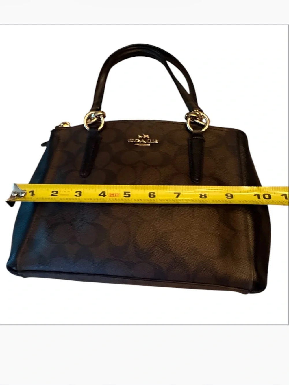 Coach Christie Carryall in signature brown and black monogram